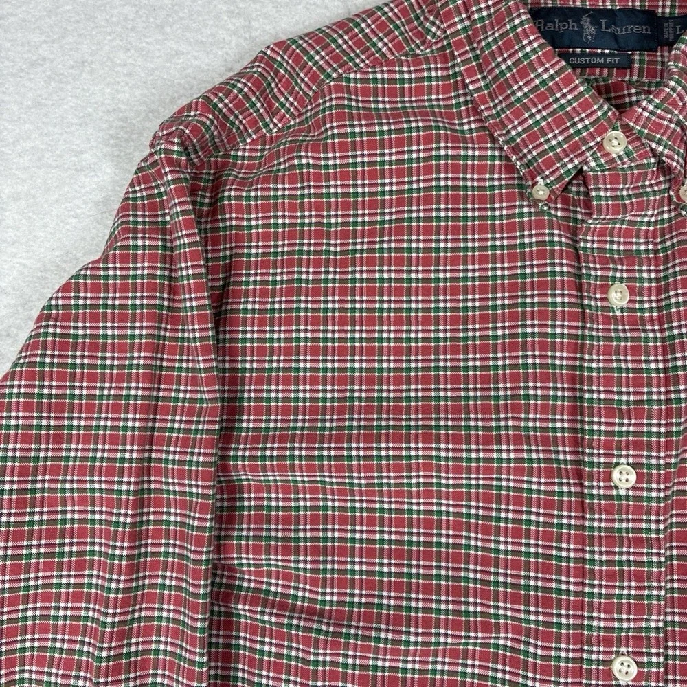 Polo Ralph Lauren Classic Fit Mens Large Green Red Plaid Button Down Long Sleeve